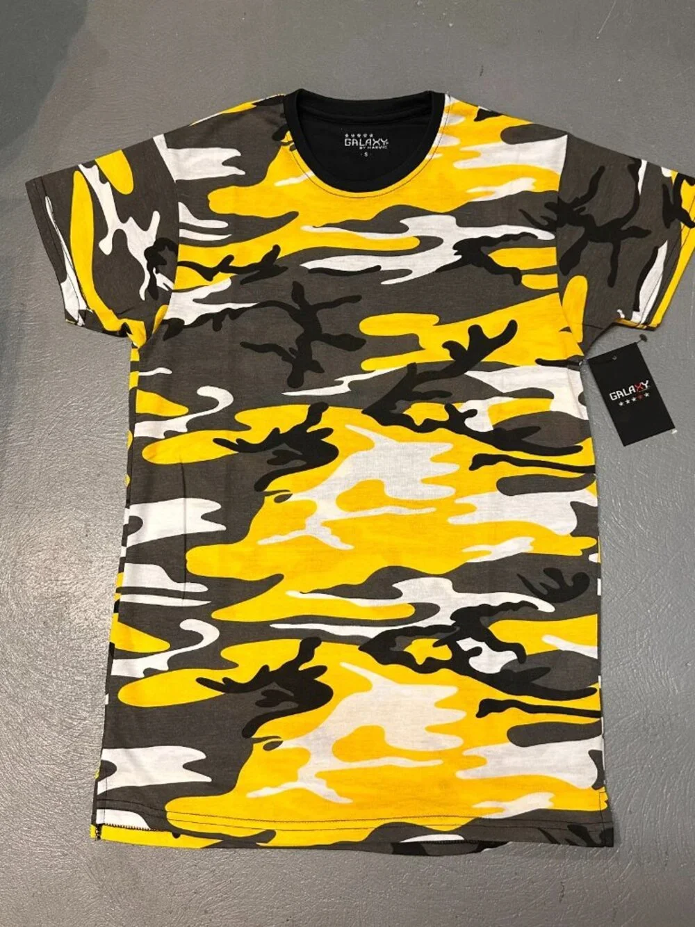 3/$30 Galaxy By Harvic Camouflage Shirt Yellow Men Size Small Short Sleeve New